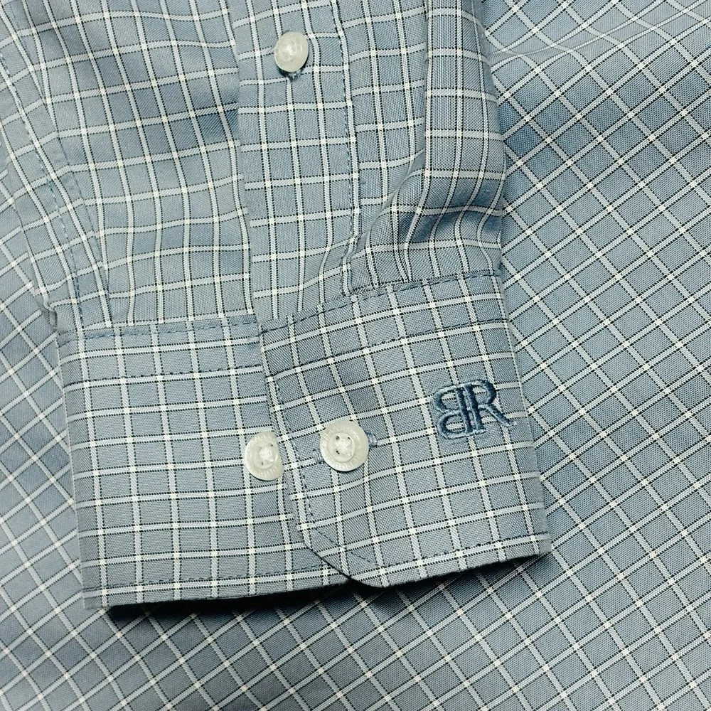 Banana Republic Dress Shirt Blue Check Long Sleeve Button Cotton Preppy Men's XL